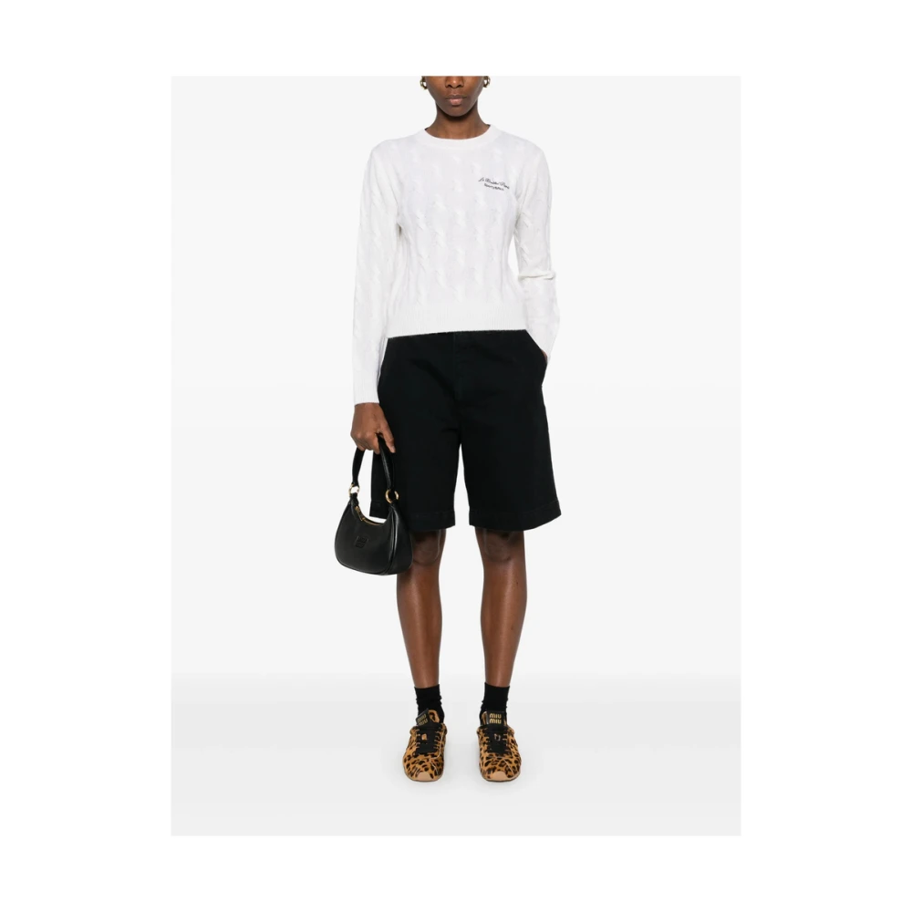 Sporty & Rich Ecru Logo Crew Neck Sweater White Dames