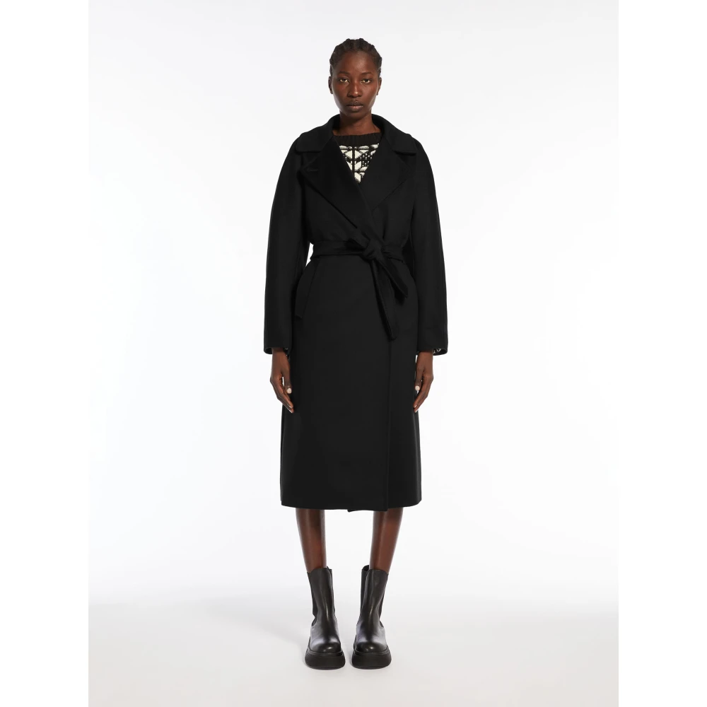 Max Mara Weekend Dubbelbreasted wollen jas met op maat gemaakte details Black Dames