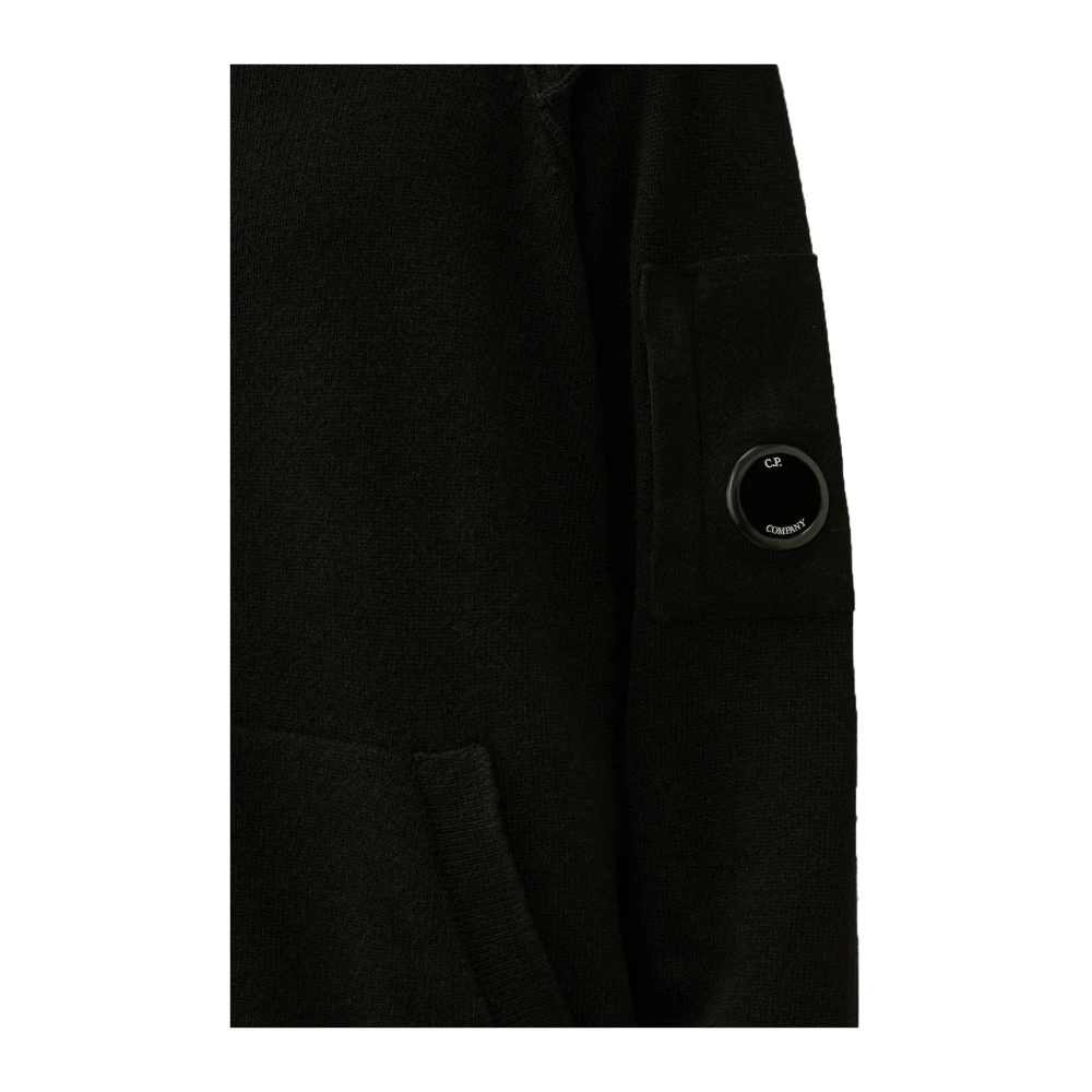 C.P. Company Zwarte Lamswol Cardigan Met Volledige Rits Black Heren