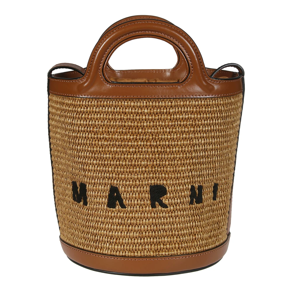 Marni Raffia Mini Bucket Bag Tropicalia Brown Dames