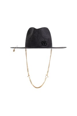 black-straw-fedora-hat-with-metal-chain