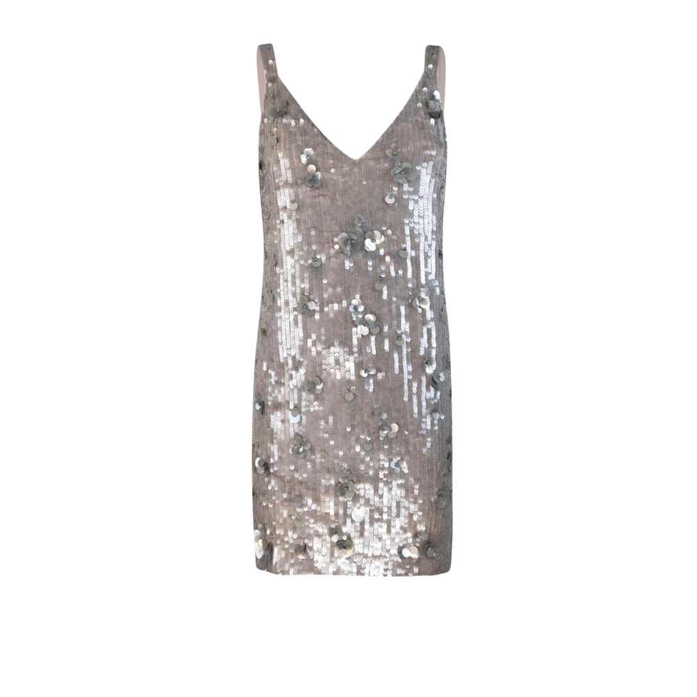 P.a.r.o.s.h. Grijze Pailletten V-Hals Jurk Gray Dames