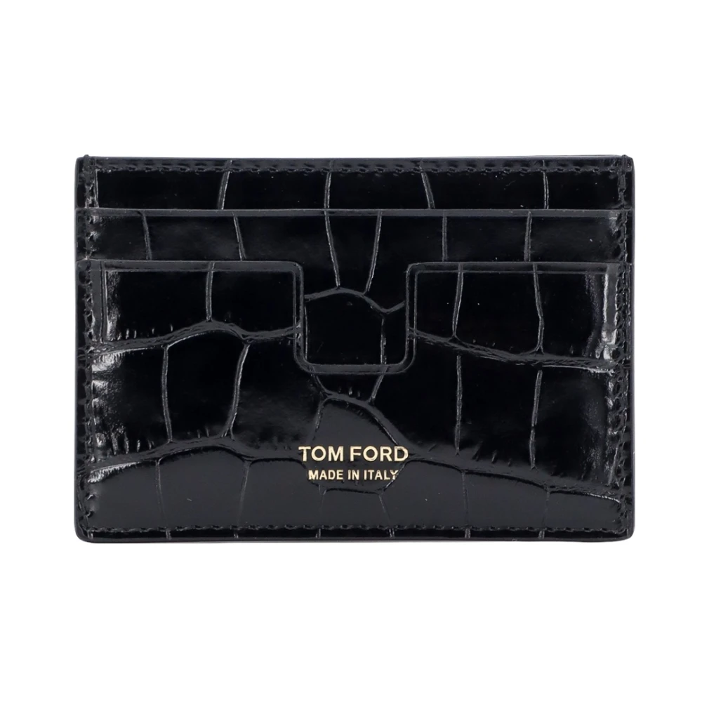 Tom Ford Zwarte Leren Portemonnee met Logoprint Black Heren