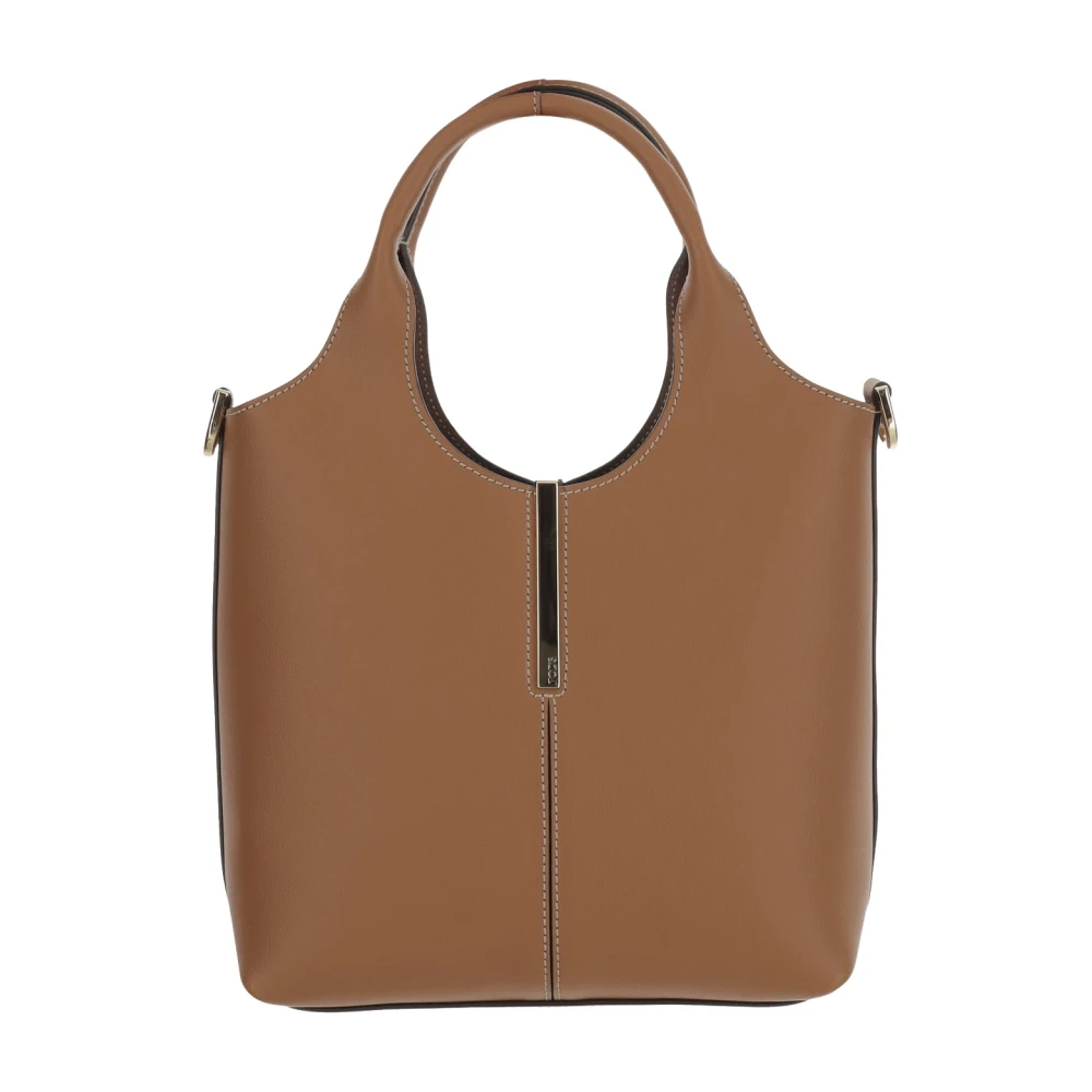 TOD'S Kalfsleren Tas met Logodetail Brown Dames
