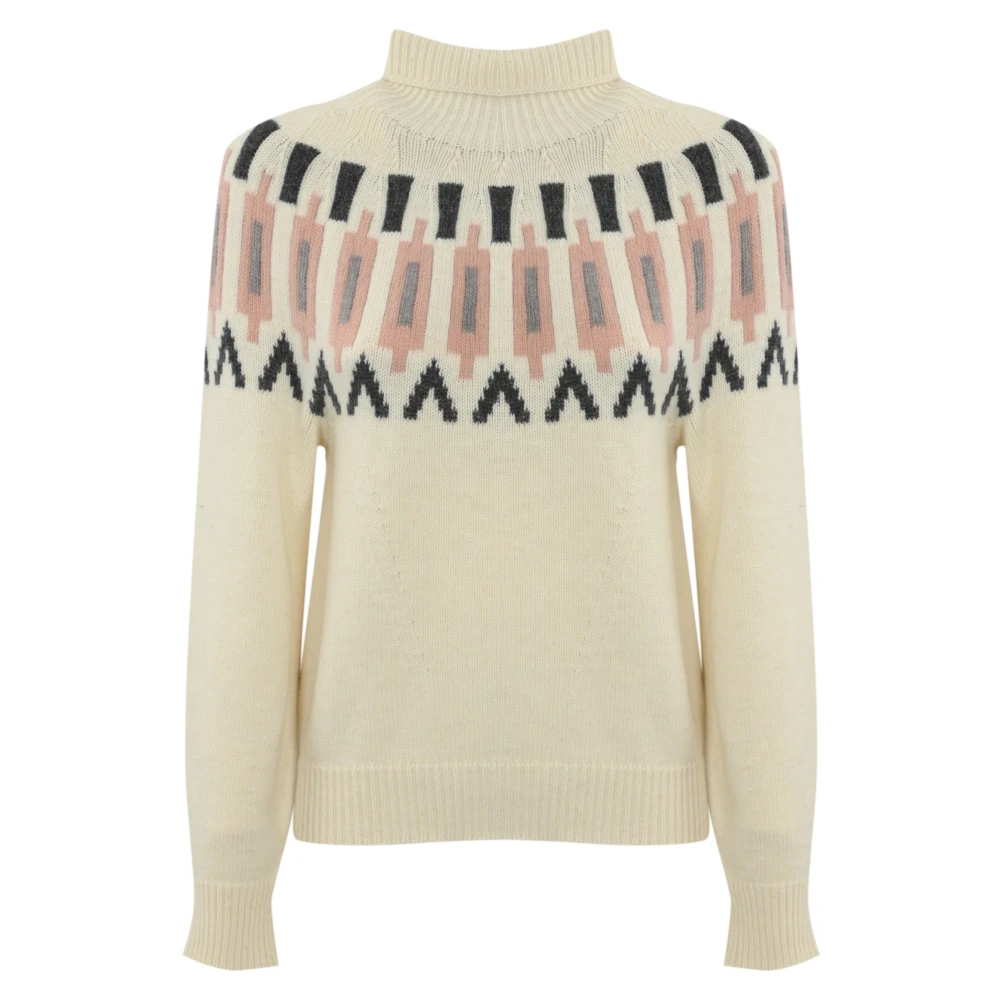 Liviana Conti Kasjmier Geometrische Trui Beige Dames
