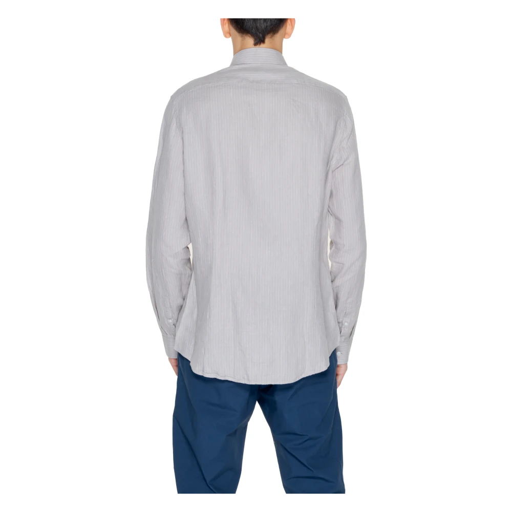 Calvin Klein Linnen Overhemd Lange Mouwen Lente Zomer Collectie Beige Heren