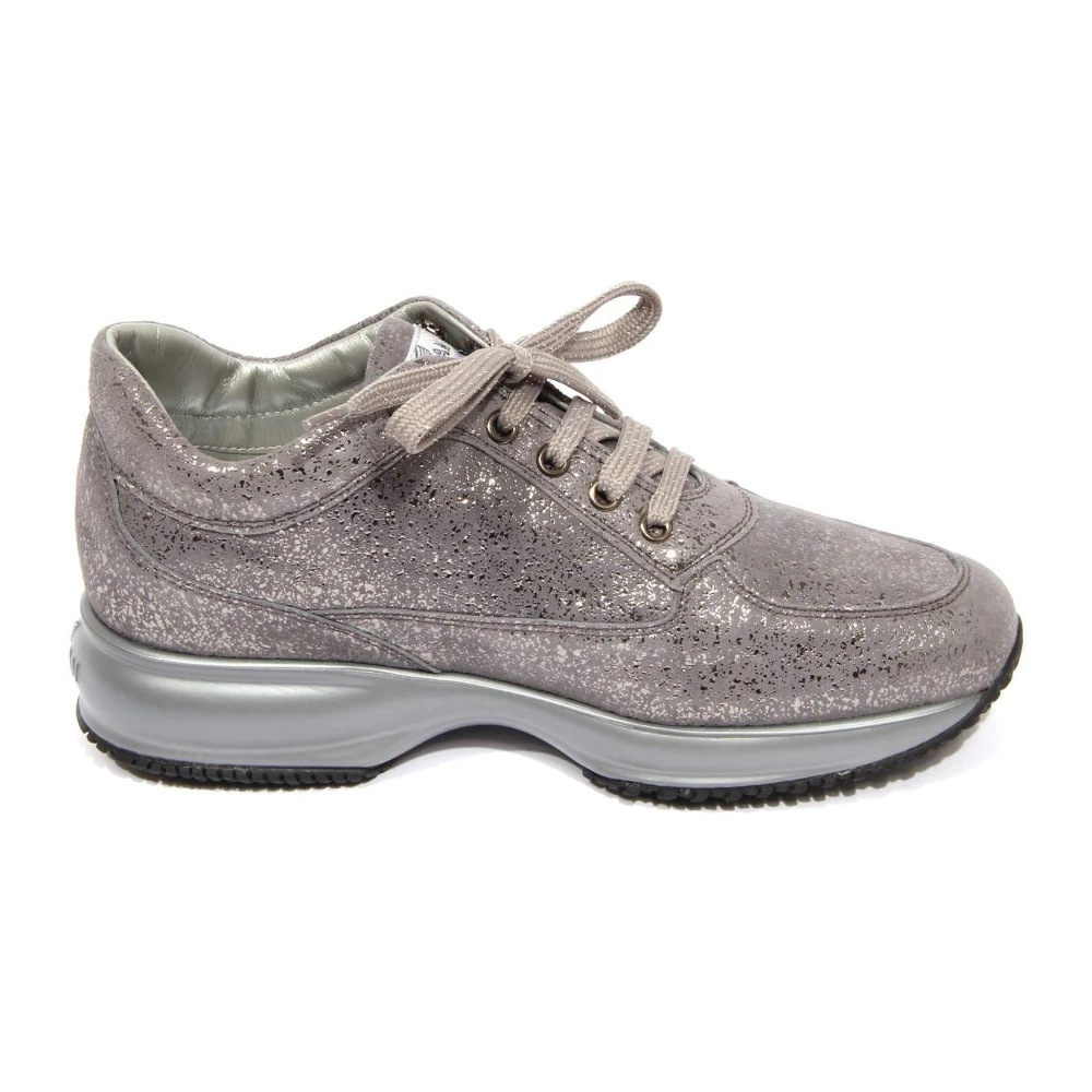 Hogan Women's Gray Interactive Strass Suede Sneakers