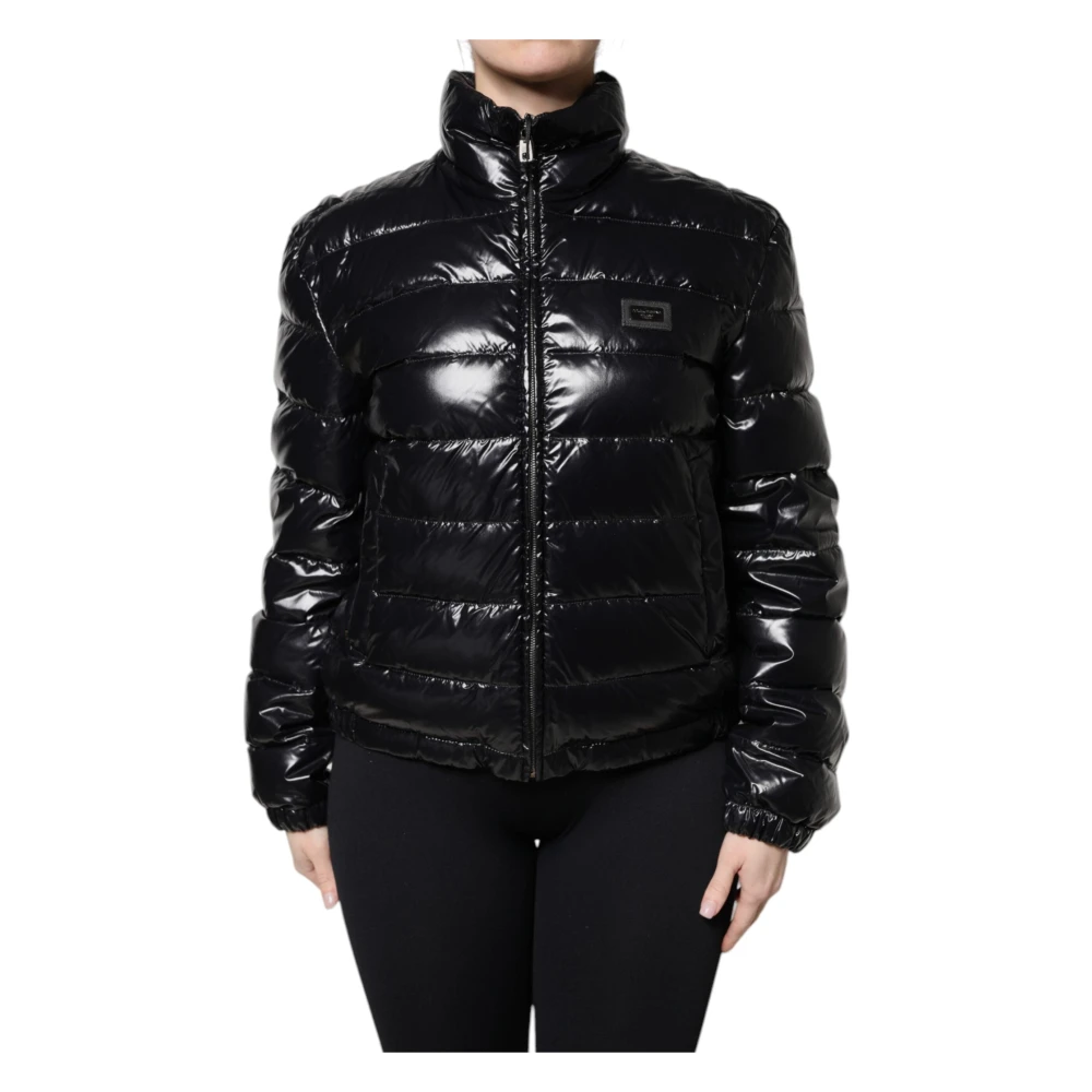 Dolce & Gabbana Women's Black Logo Plaque Puffer Jacket