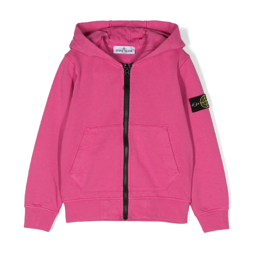 Stone Island Pink Hooded Zip Sweatshirt - Male - Kids Sweatshirts - 8 Y - Kids