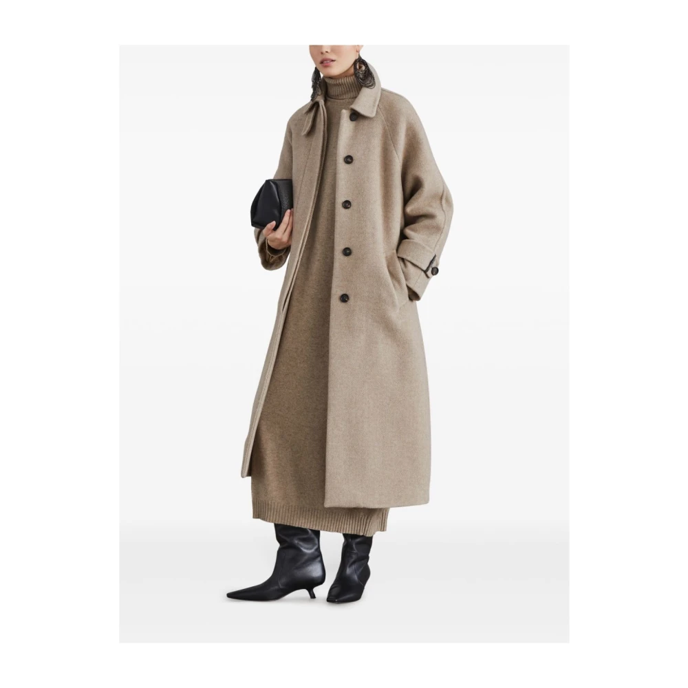 BRUNELLO CUCINELLI Kasjmier Gebreide Lange Jurk Bruin Brown Dames