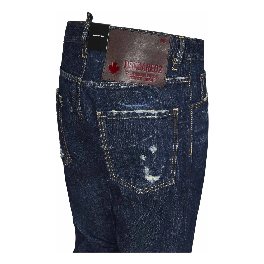 Dsquared2 Blauwe Jeans met Rood Logo Label Blue Heren