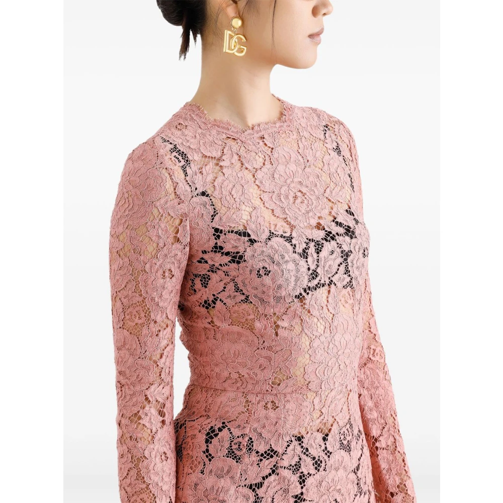Dolce & Gabbana Roze Elegante Jurk Pink Dames