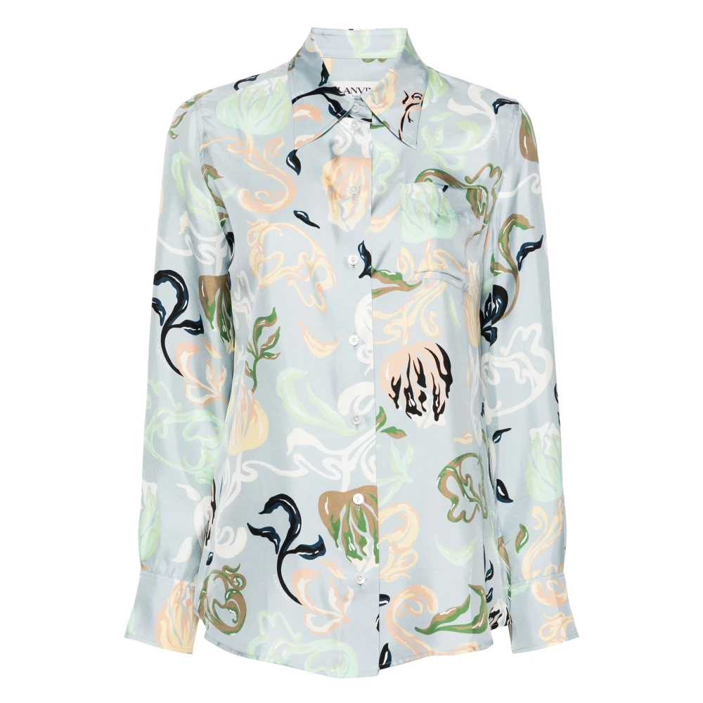 Lanvin Multicolor Shirts, Female, Xs, Graphic-Print Silk Shirt