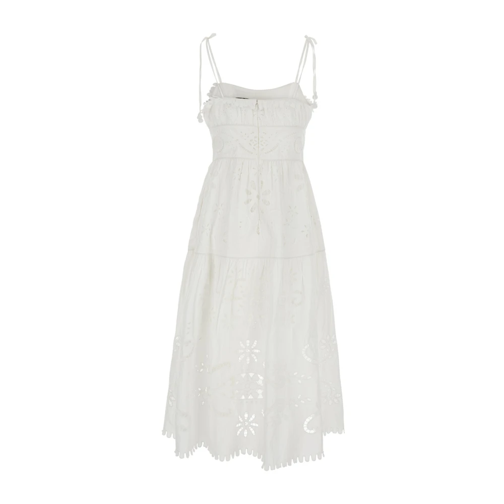 Sea NY Witte Geborduurde Midi Jurk met Ruches White Dames