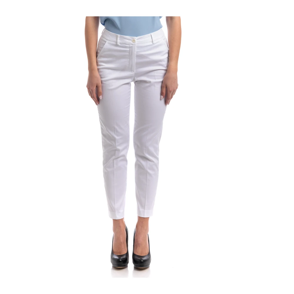 Seventy White Slim-Fit Trousers, Female, M, Slim Fit Cotton Stretch Ankle Trousers