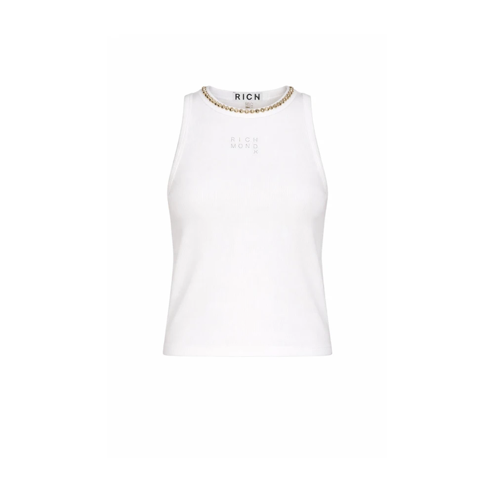Richmond Vrouw Wit Tops Dames, Xs, Top Met Ronde Hals En Siersteendetails