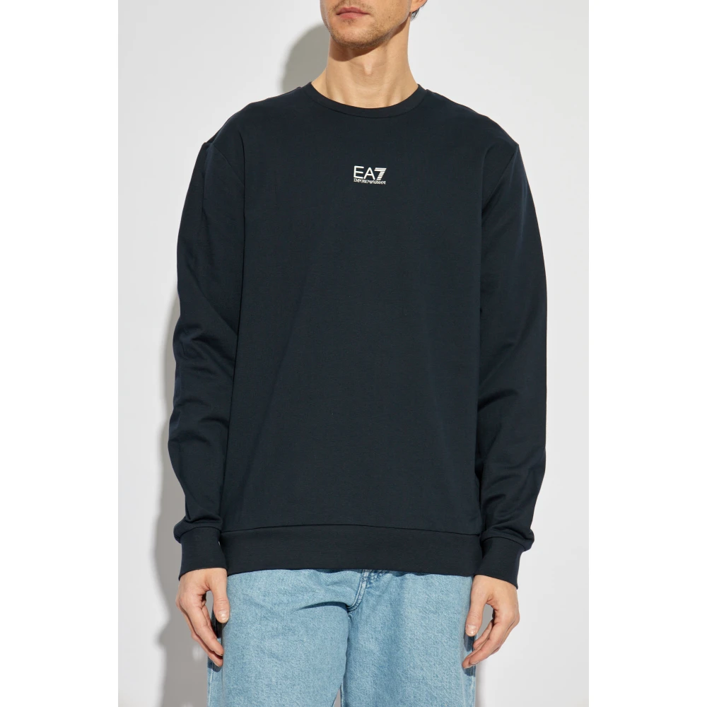 Emporio Armani EA7 Sweatshirt met bedrukt logo Blue Heren