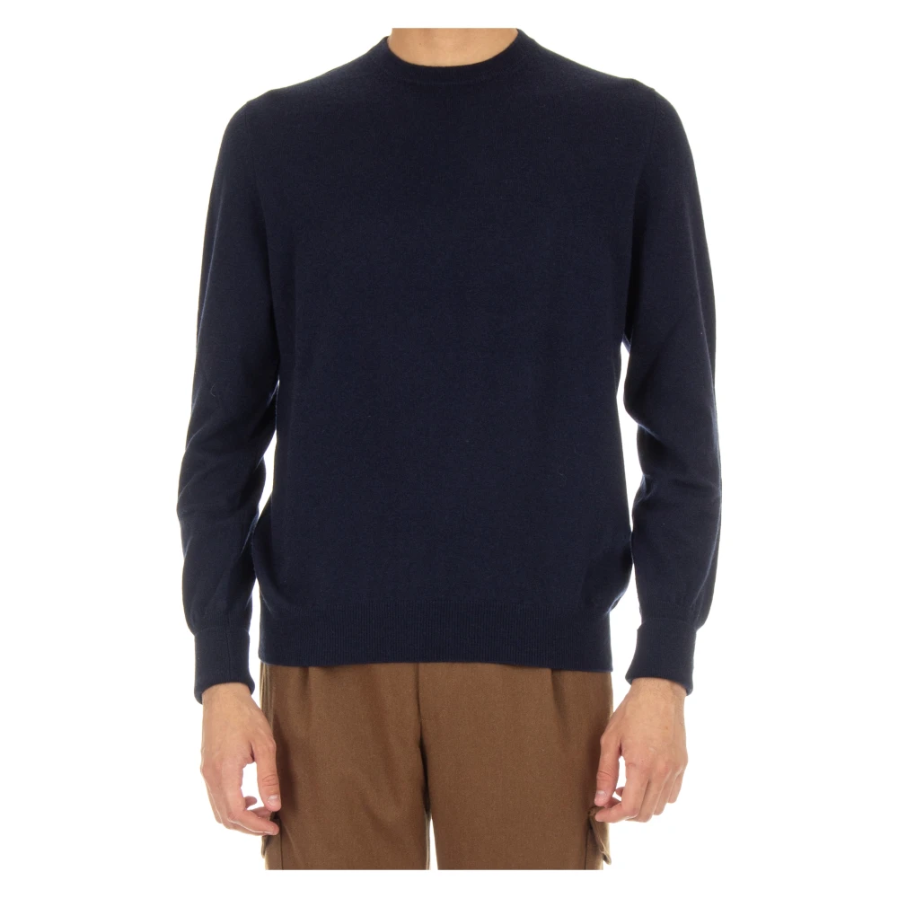 Ballantyne Men's Blue Cashmere Crew Neck Jumper - Round-Neck Knitwear - M - Knitwear