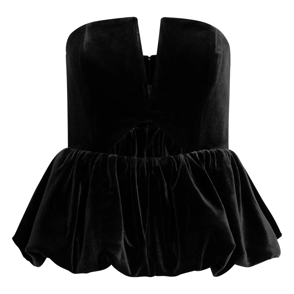 Self Portrait Velvet Bandeau Top Zwart Black Dames