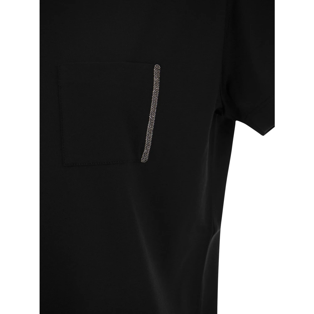 Fabiana Filippi Organisch katoenen jersey T-shirt met glanzend detail Black Dames