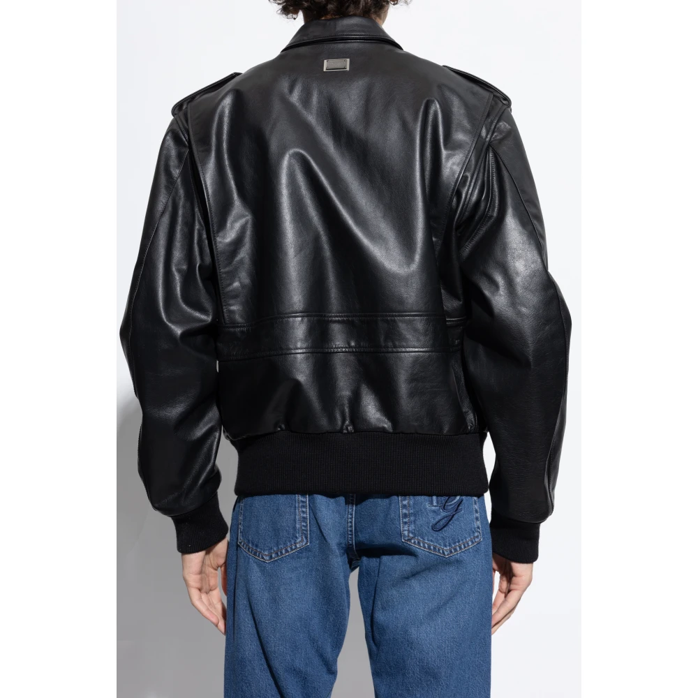 Dolce & Gabbana Leren jas Black Heren