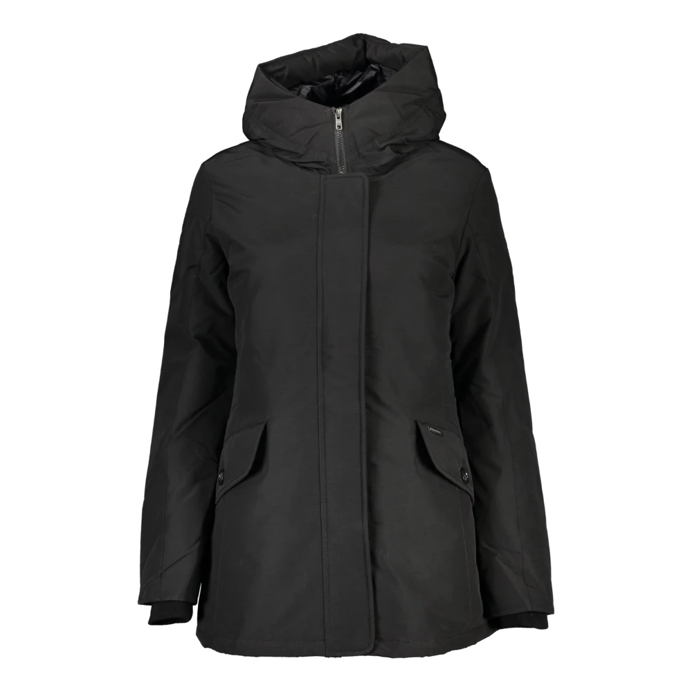 Woolrich Katoenen Hoodie met Ritssluiting Black Dames