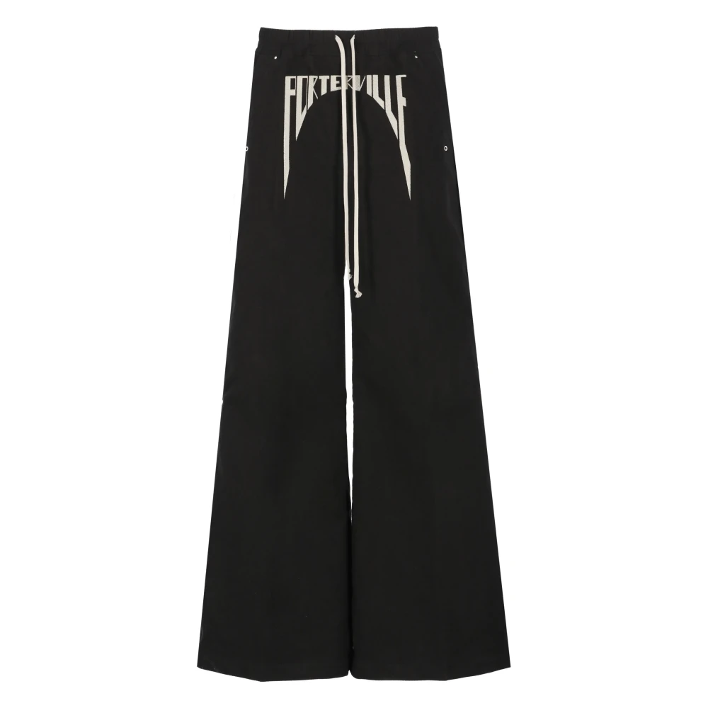 Rick Owens Zwarte Palazzo Broek met Trekkoord Black Heren