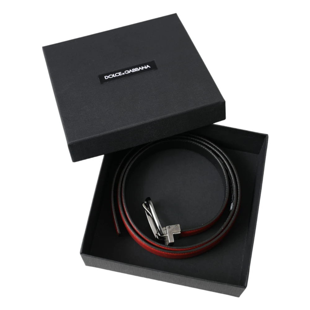 Dolce & Gabbana Rode Metalen Gesp Riem Red Heren