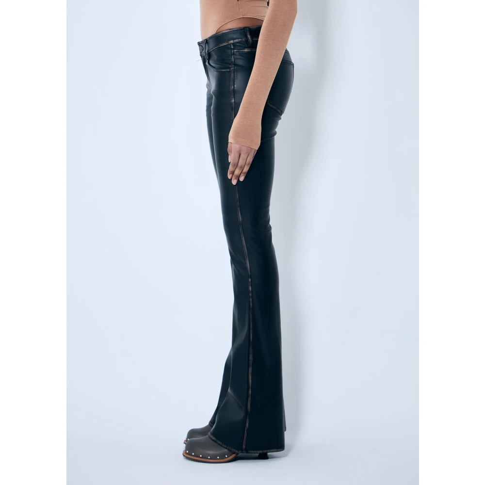 Diesel Flared Broek van Kunstleer Black Dames