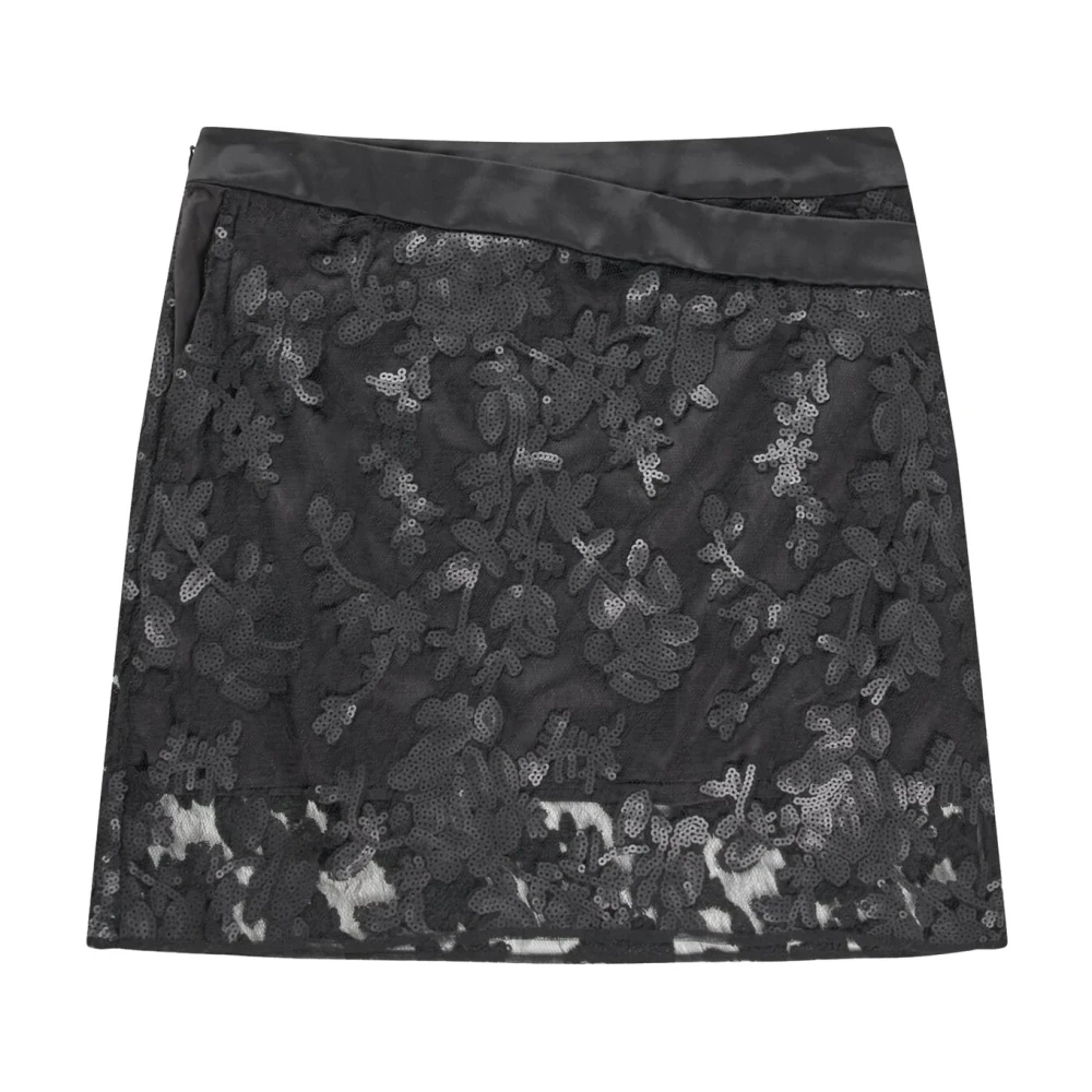 Munthe Zwarte Pailletten Rok met Kant Black Dames