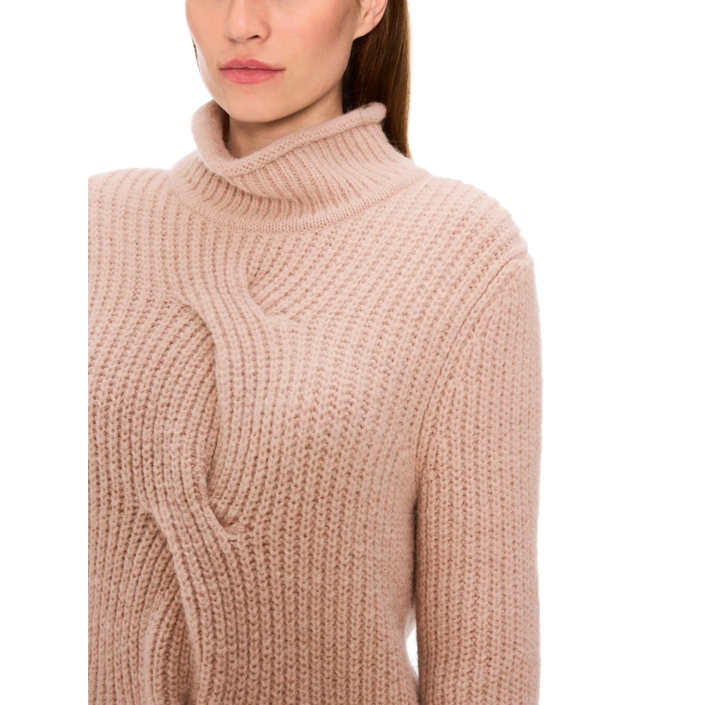 Marc Cain Chunky Cable Gebreide Trui Beige Dames