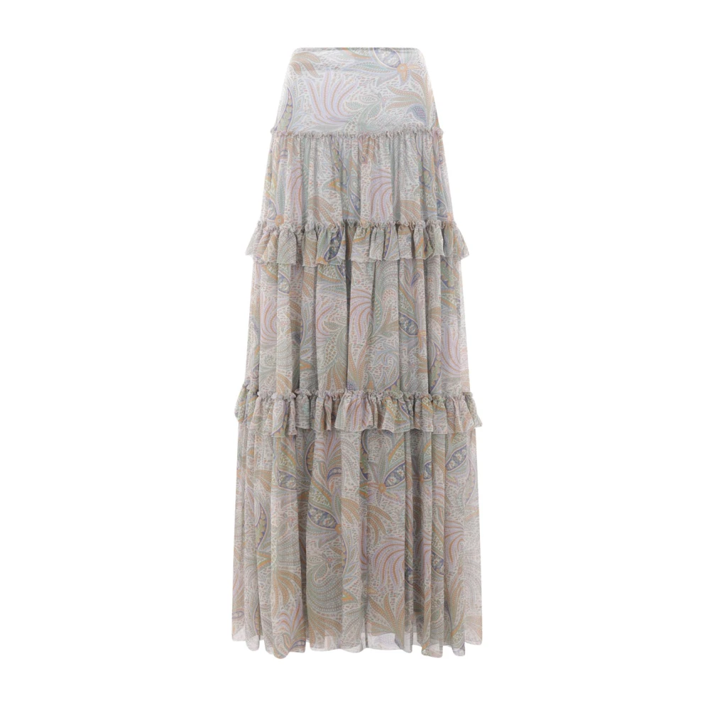 ETRO Multikleur Paisley Georgette Lange Rok Multicolor Dames