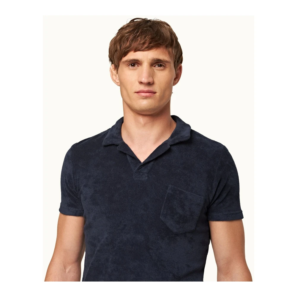 Orlebar Brown Navy Badstof Polo Shirt Blue Heren
