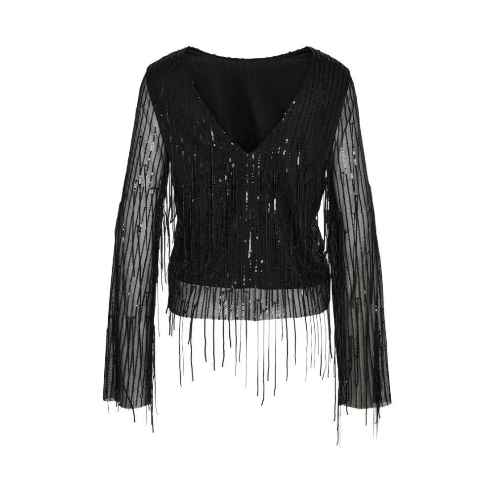 Noisy May Paillet Lange Mouw Top in Zwart Black Dames