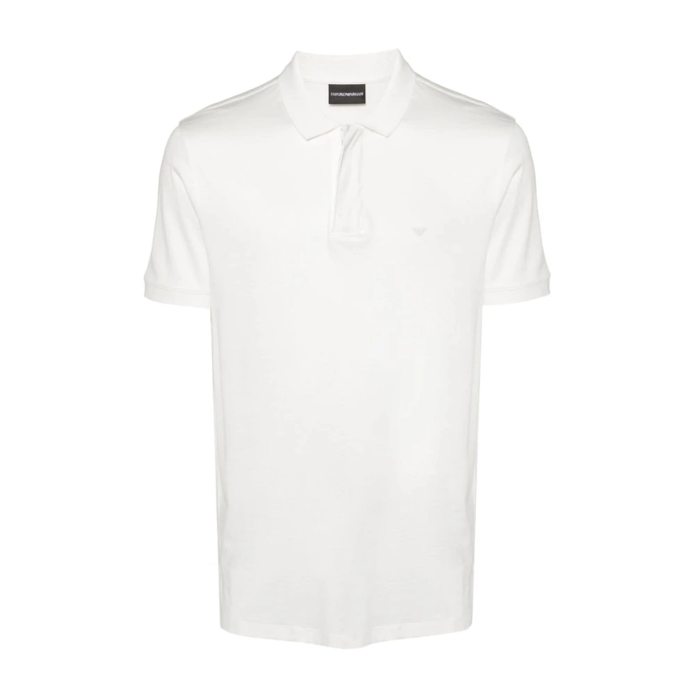 Emporio Armani Witte Jersey Textuur Poloshirt White Heren