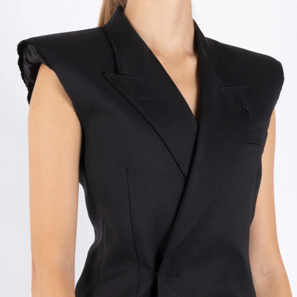 MM6 Maison Margiela Zwart Polyester Gilet Black Dames