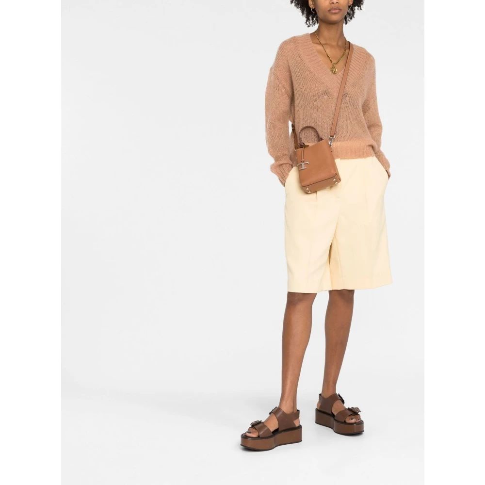 TOD'S Bruine Gehamerde Leren Handtas met Zilveren Hardware Brown Dames