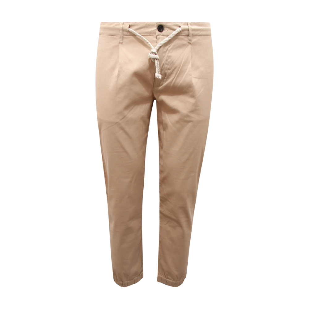 Paolo Pecora Men's Beige Chinos, 2XL, Cotton Linen Trousers With Drawstring Waist