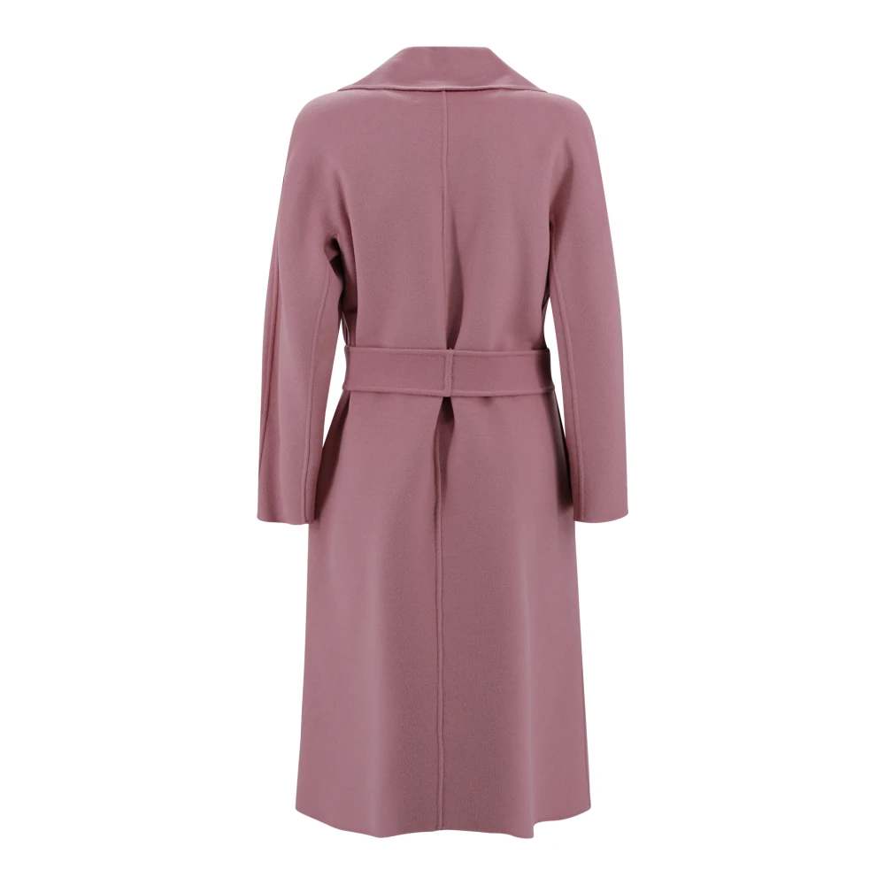 Max Mara Studio Wol Kasjmier en Zijden Midi Jas Pink Dames