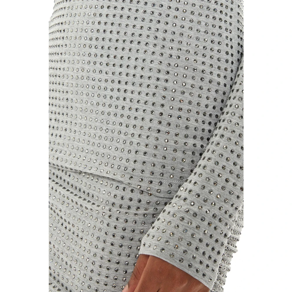 pinko Grijze Trui met Strass Gray Dames