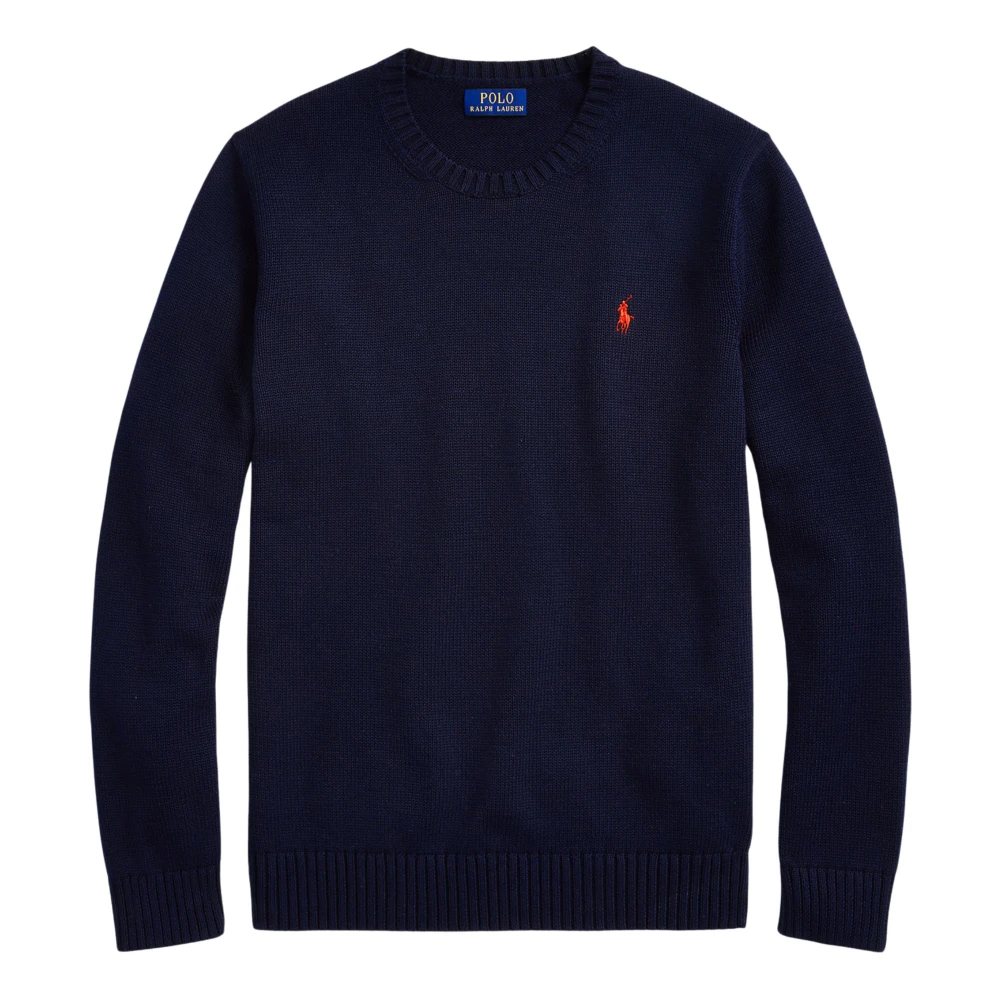 Ralph Lauren Men's Blue Round-Neck Knitwear, M, Cotton Crew Neck Jumper
