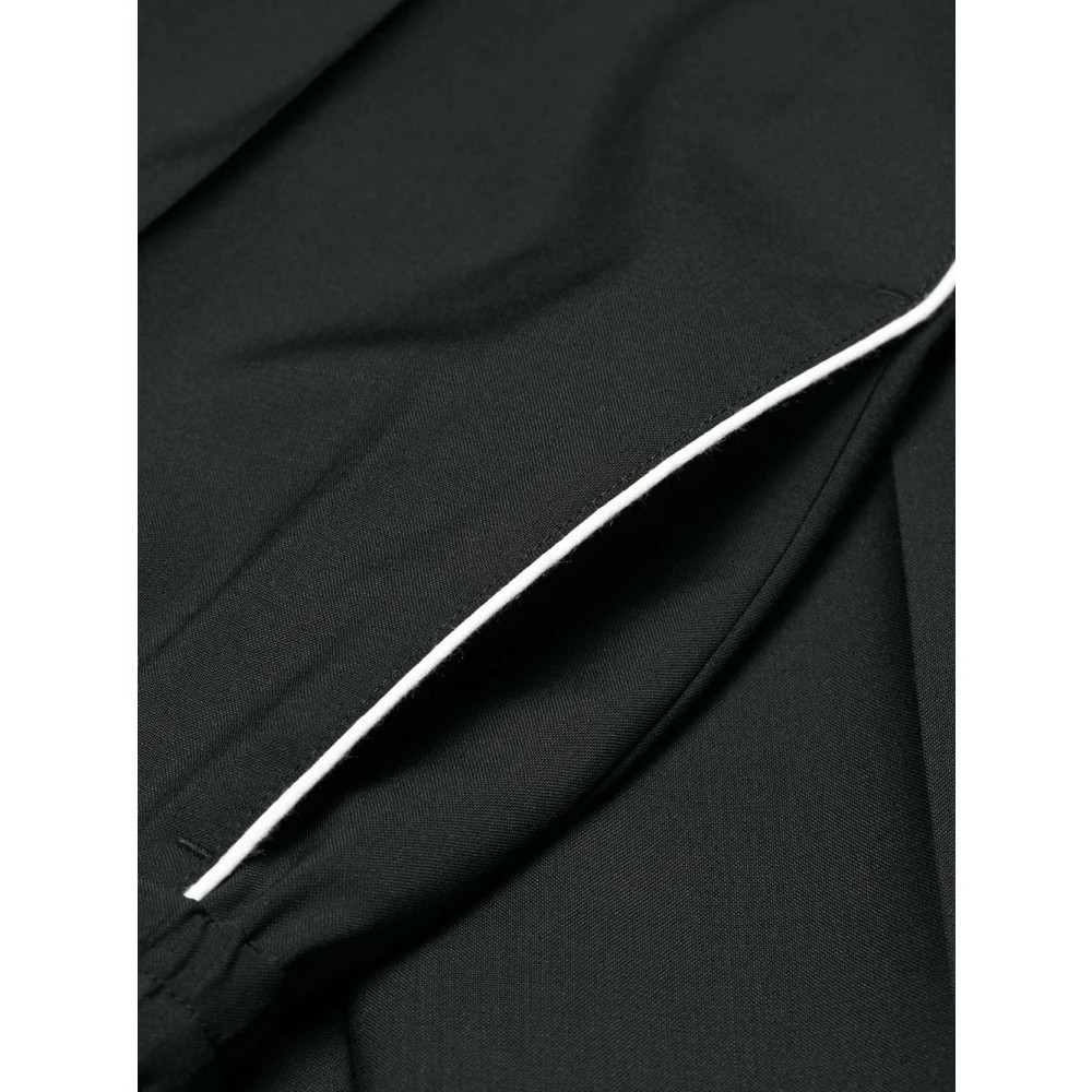 Valentino Garavani Zwarte Wol Mohair Broek met Piping Black Heren