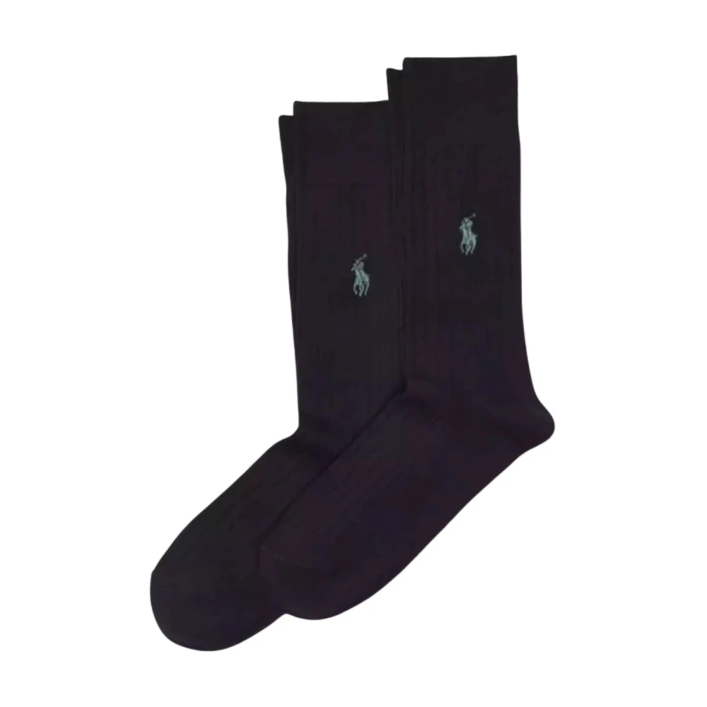 Ralph Lauren Zwarte sokken met geborduurd logo (2-pack) Black Heren