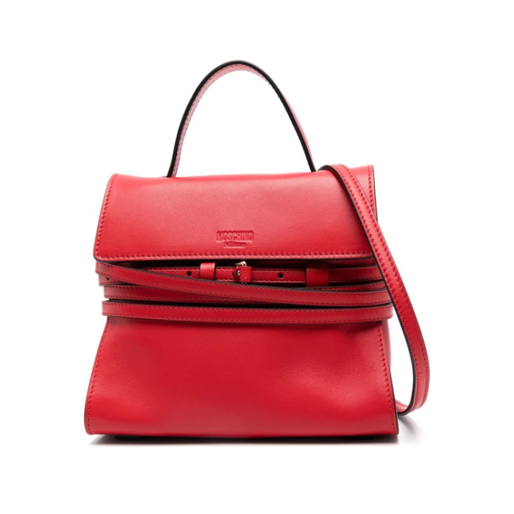 Moschino Rode Korrelige Leren Tas met Riem Red Dames