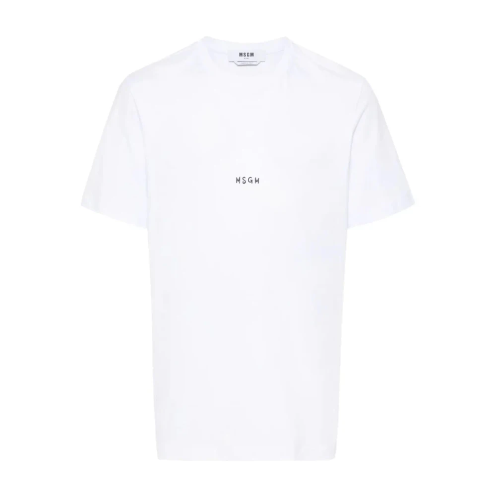 Msgm Wit Katoenen T-shirt Ronde Hals Logo White Heren