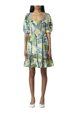 floral-puff-sleeves-tiered-skirt-dress
