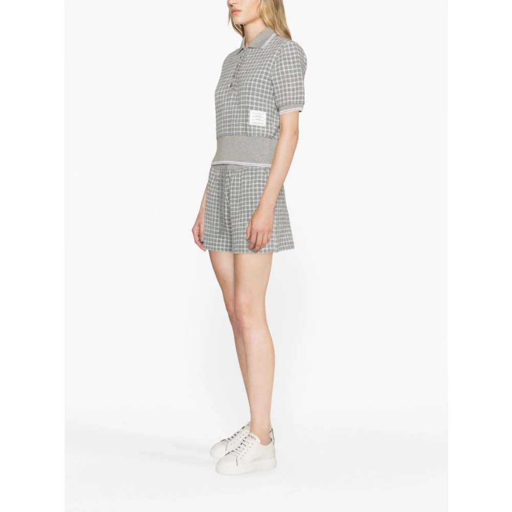 Thom Browne Grijze Geruite Tweed Track Shorts Gray Dames