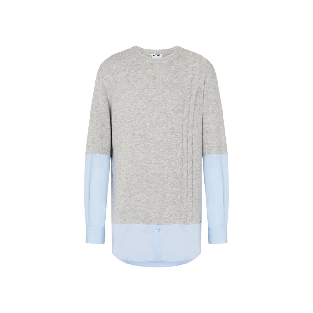 Moschino Uomo Grigio Pullover In Misto Lana E Cashmere