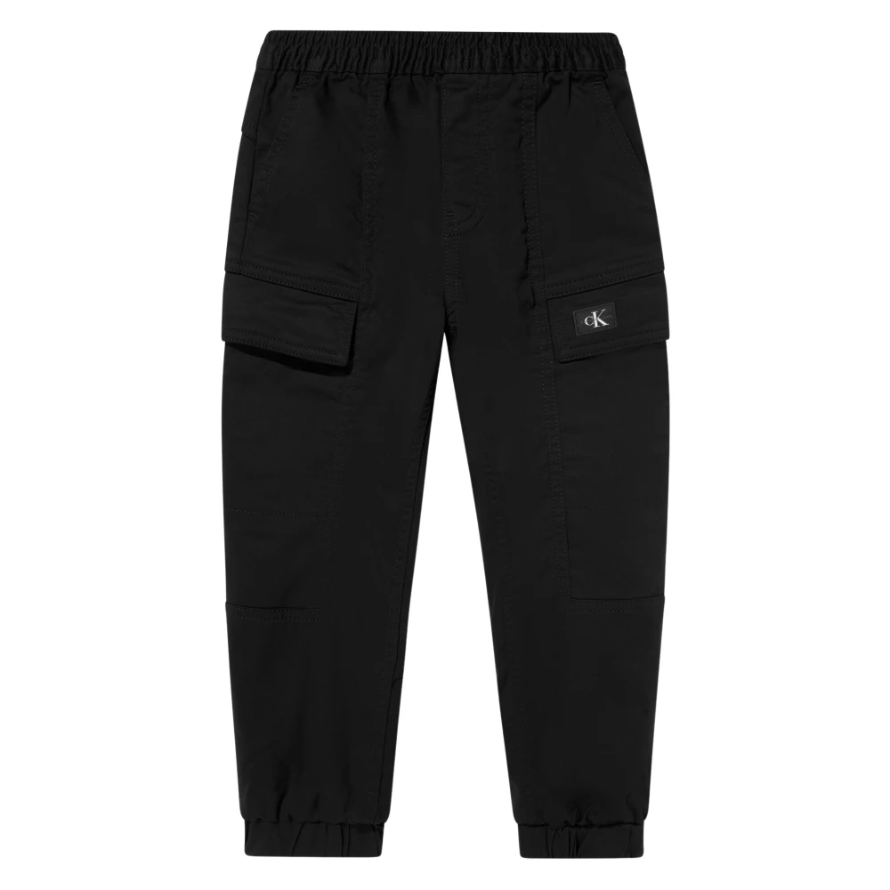 Calvin Klein Boys Black Trousers, 14 Y, Sateen Cargo Trousers