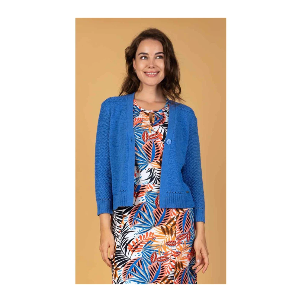Roberto sarto vest Cardigan v-neck 411148 h762 blue (ocean blue) Blue Dames